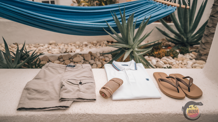 Ibiza-inspired men's fashion items on display, summer-ready and bohemian style