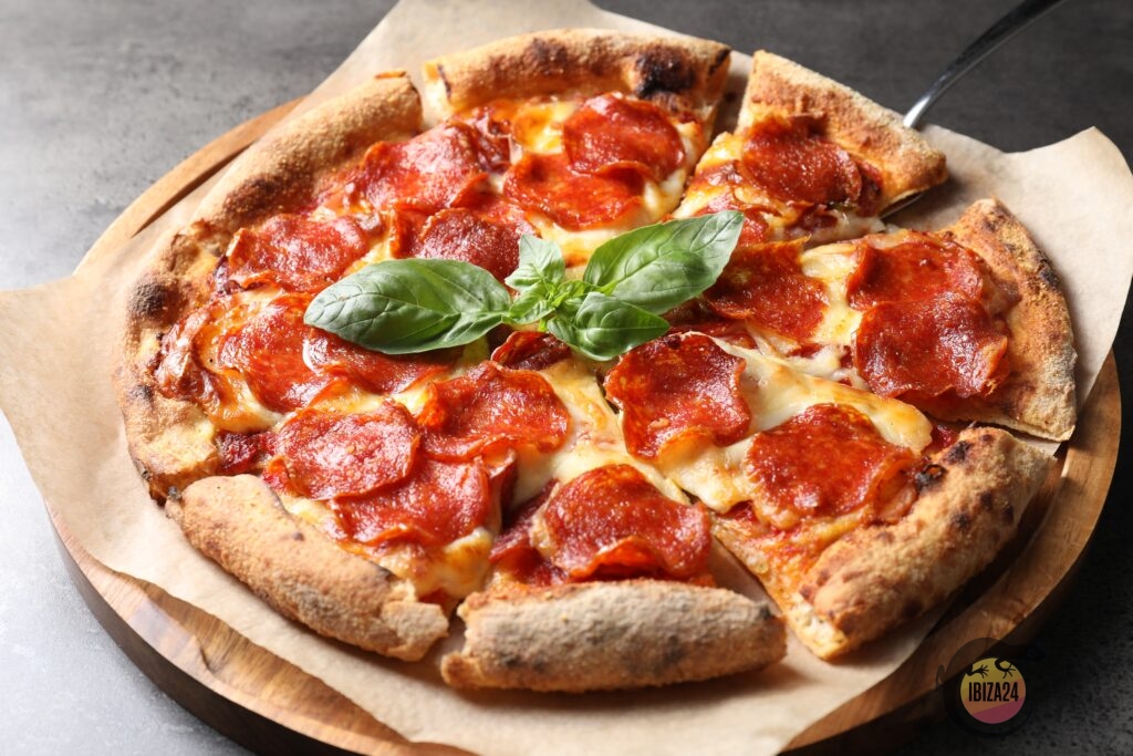 Delicious pizza served at a cozy restaurant in Ibiza