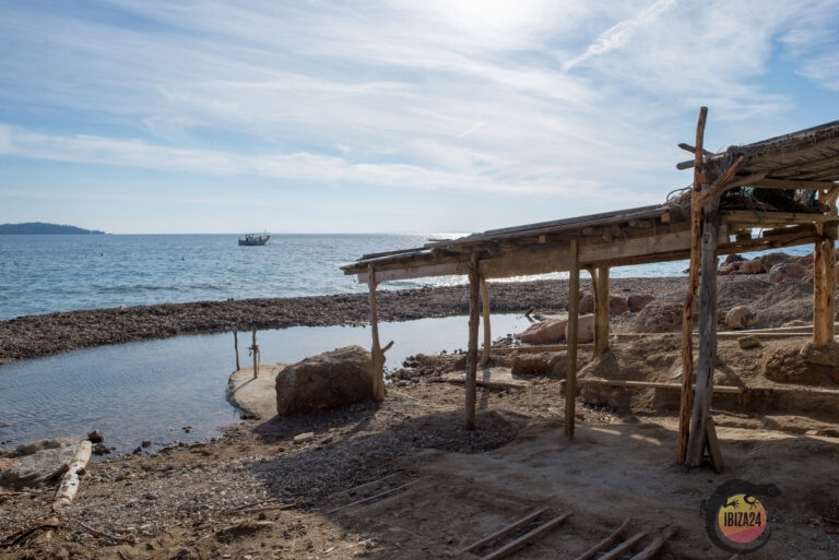 Ses Boques seaview, Ibiza, with clear waters and rocky coastline