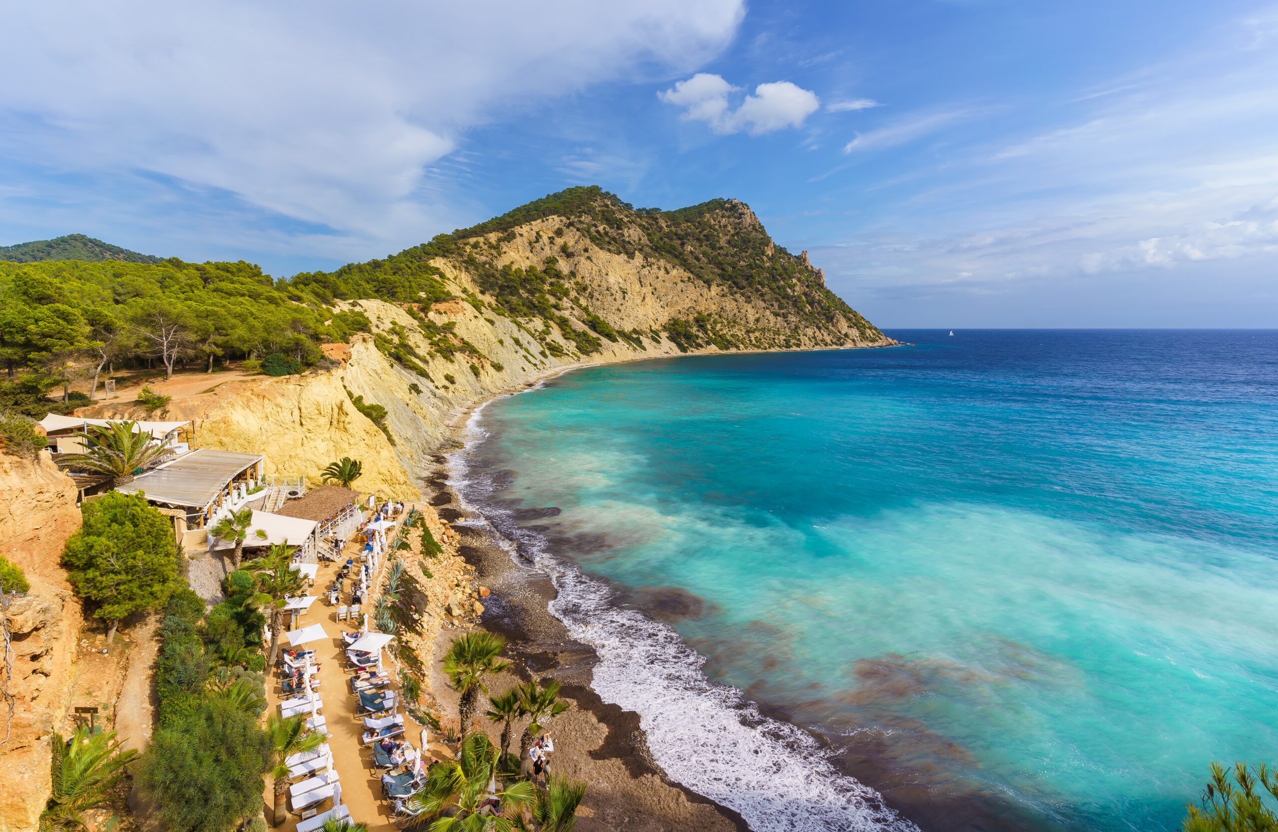 Sol d’en Serra beach, Ibiza, rocky shore and clear waters
