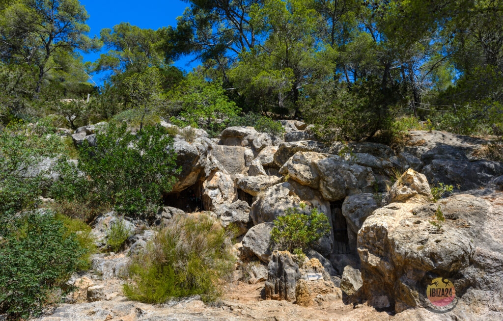 Entrance to the ancient Cova de es Culleram cave in Ibiza